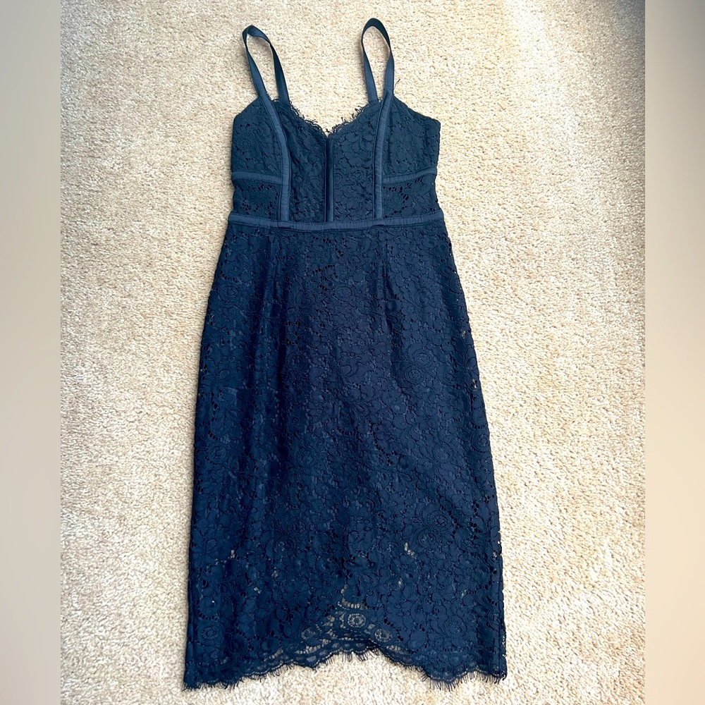 Express black fitted lace dress, size 0